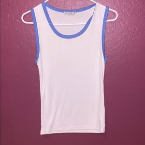 blue n white tank top